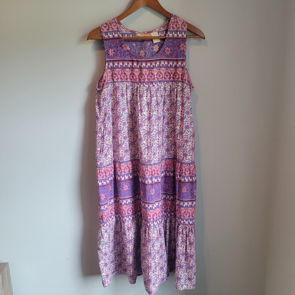 Vintage 90s Prairie Dress Boho Floral Cottagecore Midi  PM